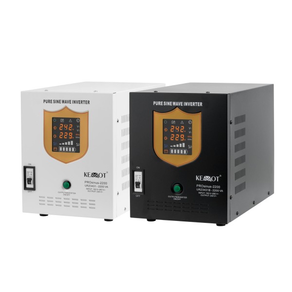 Zasilacz awaryjny KEMOT PROsinus-2200  przetwornica z czystym przebiegiem sinusoidalnym i funkcją ładowania  12V 230V 2200VA/1600W - kolor czarny