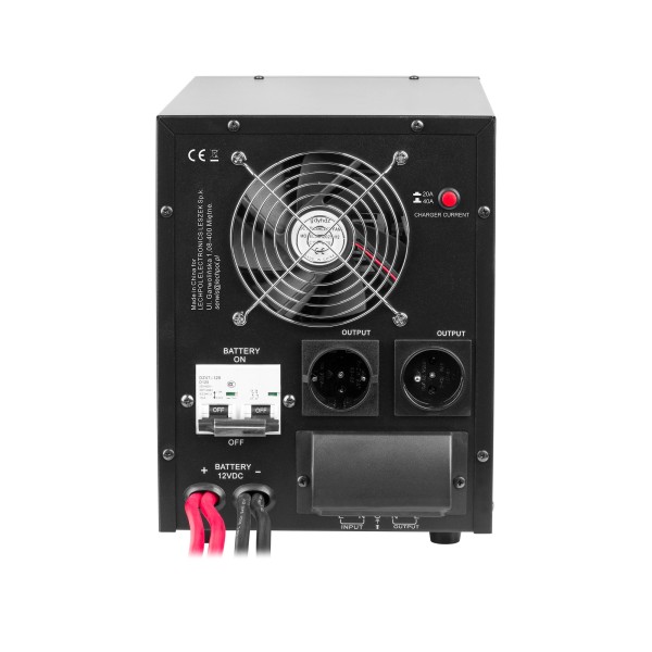 Zasilacz awaryjny KEMOT PROsinus-2200  przetwornica z czystym przebiegiem sinusoidalnym i funkcją ładowania  12V 230V 2200VA/1600W - kolor czarny