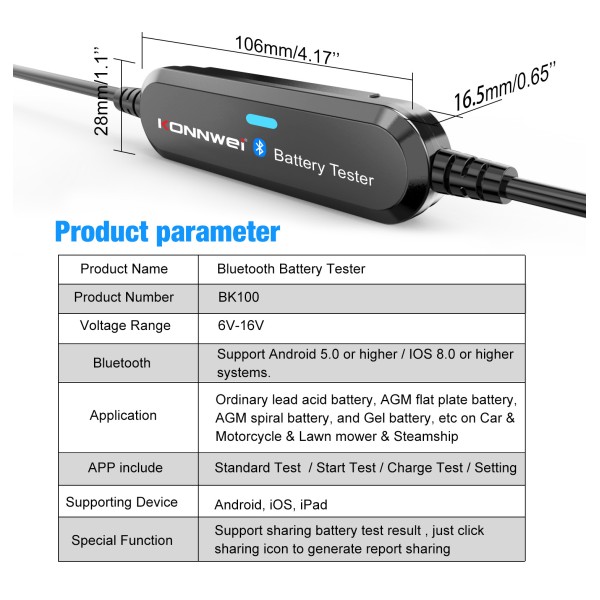 Miernik baterii Konnwei BK100
