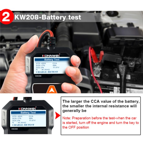 Miernik baterii Konnwei KW208