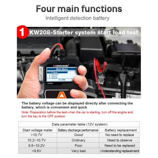 Miernik baterii Konnwei KW208