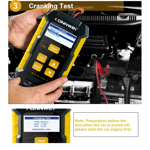 Miernik baterii Konnwei KW510