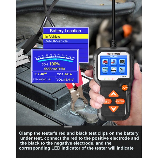 Miernik baterii Konnwei KW650