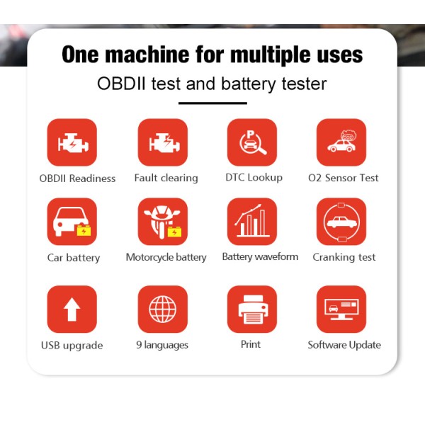 Miernik diagnostyczny, skaner OBD2, tester baterii Konnwei KW870