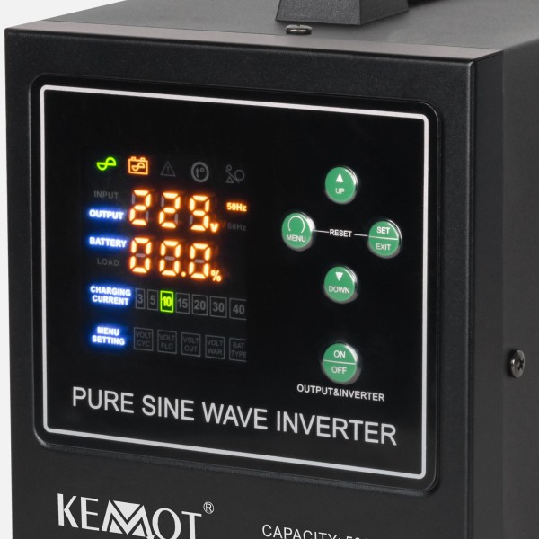 Zasilacz awaryjny KEMOT PROsinus-500-LFP4  przetwornica z czystym przebiegiem sinusoidalnym i funkcją ładowania  12V 230V 500VA/300W