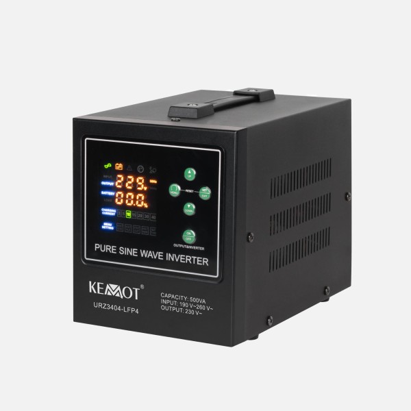 Zasilacz awaryjny KEMOT PROsinus-500-LFP4  przetwornica z czystym przebiegiem sinusoidalnym i funkcją ładowania  12V 230V 500VA/300W