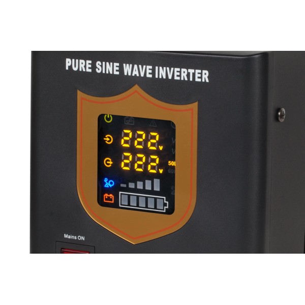 Zasilacz awaryjny KEMOT PROsinus-500 przetwornica z czystym przebiegiem sinusoidalnym i funkcją ładowania 12V 230V 500VA/300W - kolor czarny