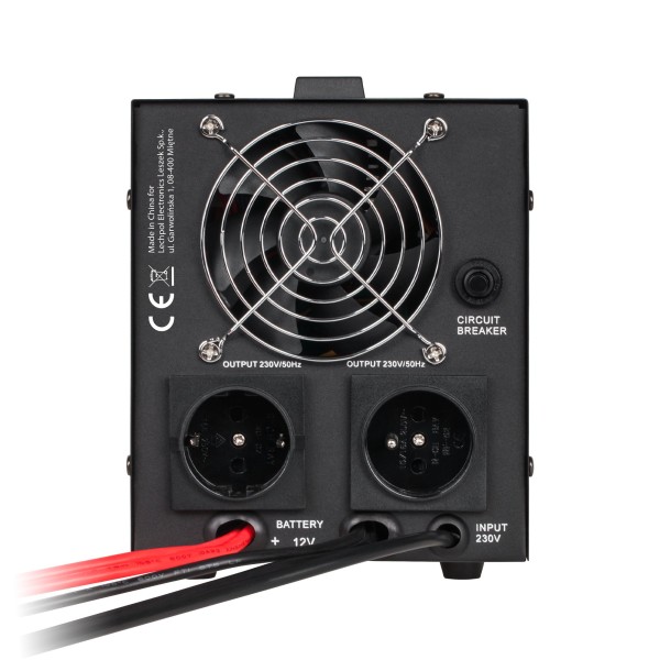 Zasilacz awaryjny KEMOT PROsinus-500 przetwornica z czystym przebiegiem sinusoidalnym i funkcją ładowania 12V 230V 500VA/300W - kolor czarny