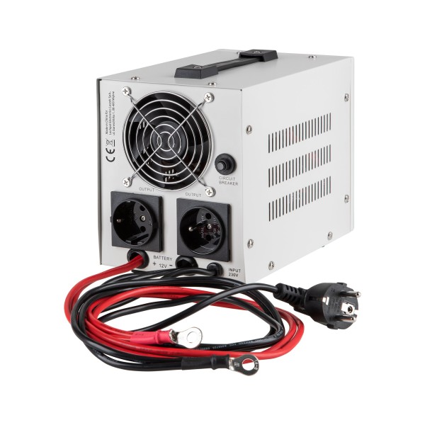 Zasilacz awaryjny KEMOT PROsinus-800 przetwornica z czystym przebiegiem sinusoidalnym i funkcją ładowania  12V 230V 800VA/500W