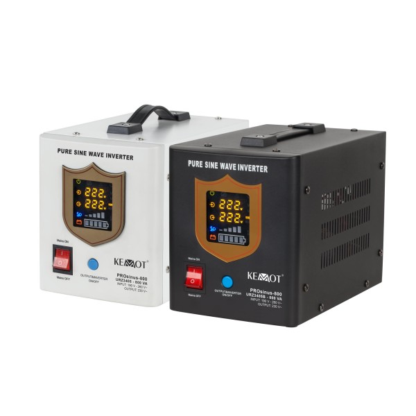 Zasilacz awaryjny KEMOT PROsinus-800 przetwornica z czystym przebiegiem sinusoidalnym i funkcją ładowania 12V 230V 800VA/500W - kolor czarny
