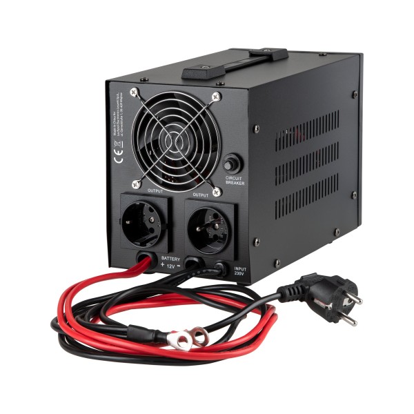 Zasilacz awaryjny KEMOT PROsinus-800 przetwornica z czystym przebiegiem sinusoidalnym i funkcją ładowania 12V 230V 800VA/500W - kolor czarny