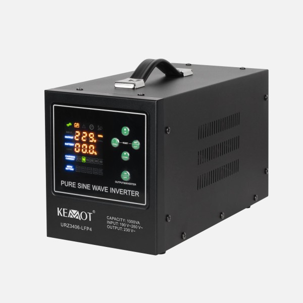 Zasilacz awaryjny KEMOT PROsinus-1000-LFP4 przetwornica z czystym przebiegiem sinusoidalnym i funkcją ładowania 12V 230V 1000VA/700W