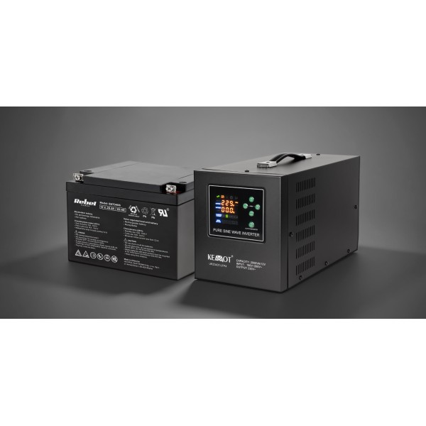 Zasilacz awaryjny KEMOT PROsinus-2000  przetwornica z czystym przebiegiem sinusoidalnym i funkcją ładowania  12V 230V 2000VA/1200W