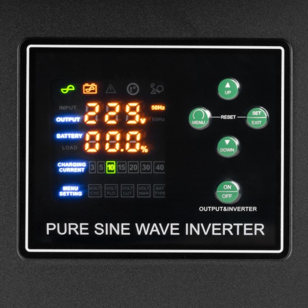 Zasilacz awaryjny KEMOT PROsinus-2000  przetwornica z czystym przebiegiem sinusoidalnym i funkcją ładowania  12V 230V 2000VA/1200W