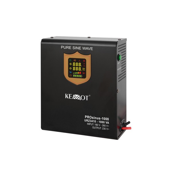 Zasilacz awaryjny naścienny KEMOT PROsinus-1000  przetwornica z czystym przebiegiem sinusoidalnym i funkcją ładowania  12V 230V 1000VA/700W