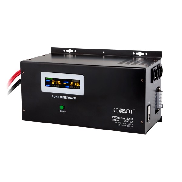 Zasilacz awaryjny naścienny KEMOT PROsinus-2200  przetwornica z czystym przebiegiem sinusoidalnym i funkcją ładowania  12V 230V 2200VA/1600W