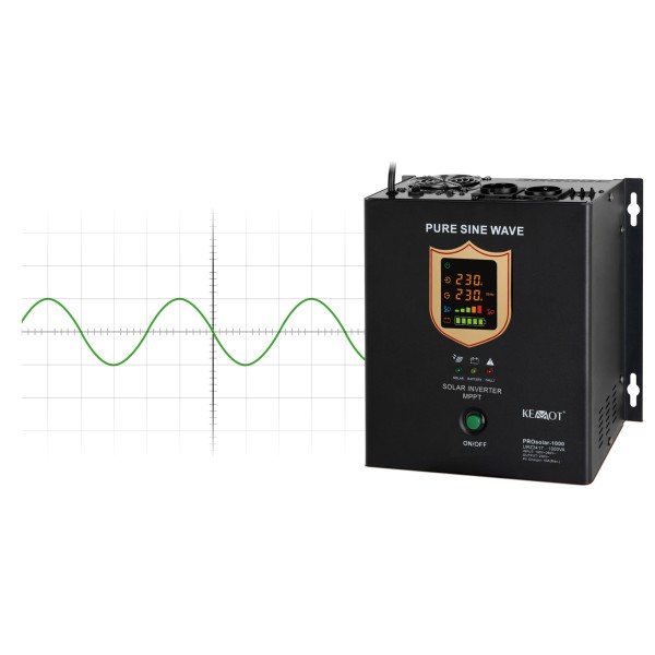 Przetwornica solarna naścienna ( inwerter )  KEMOT PROsolar-1000 ( 12V 230V 1000VA/700W )