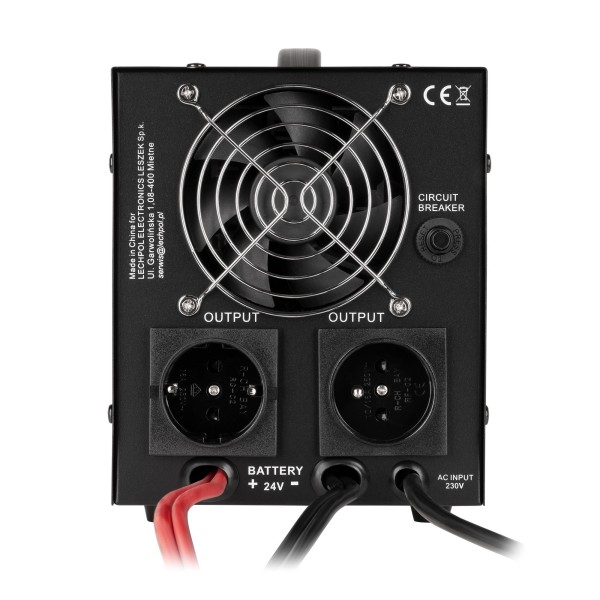 Zasilacz awaryjny KEMOT PROsinus-1500/24-LFP4  przetwornica z czystym przebiegiem sinusoidalnym i funkcją ładowania  24V 230V 1500VA/1050W