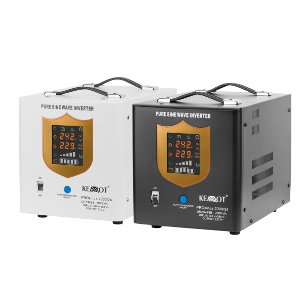 Zasilacz awaryjny KEMOT PROsinus-2000/24  przetwornica z czystym przebiegiem sinusoidalnym i funkcją ładowania  24V 230V 2000VA/1400W - kolor czarny
