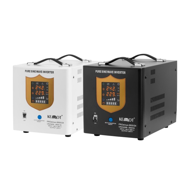 Zasilacz awaryjny KEMOT PROsinus-2600/24  przetwornica z czystym przebiegiem sinusoidalnym i funkcją ładowania  24V 230V 2600VA/1800W - kolor czarny