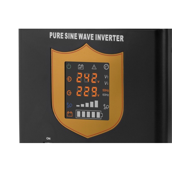 Zasilacz awaryjny KEMOT PROsinus-2600/24  przetwornica z czystym przebiegiem sinusoidalnym i funkcją ładowania  24V 230V 2600VA/1800W - kolor czarny