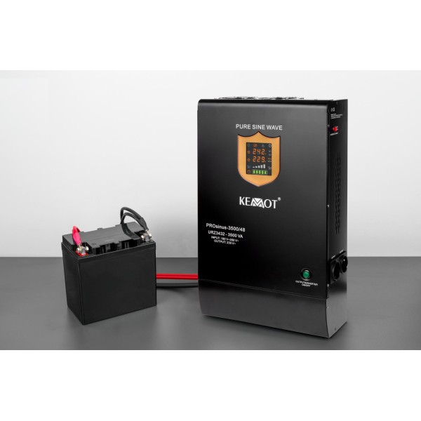 Zasilacz awaryjny KEMOT PROsinus-3500/48  przetwornica z czystym przebiegiem sinusoidalnym i funkcją ładowania  48V 230V 3500VA/2400W - naścienna