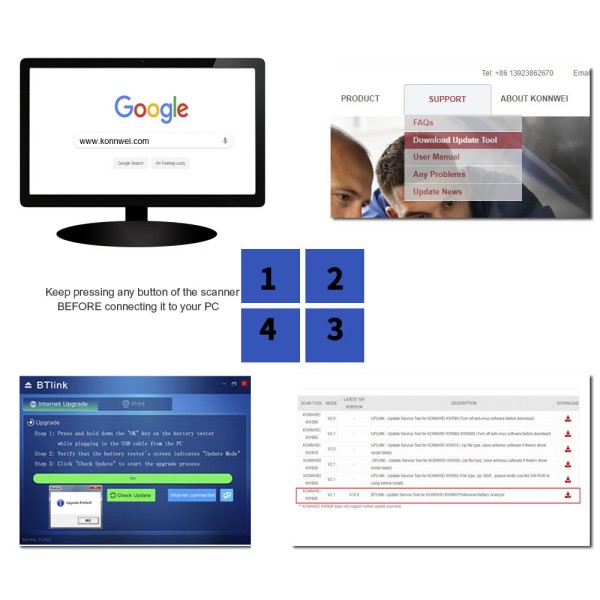 Miernik baterii Konnwei KW600