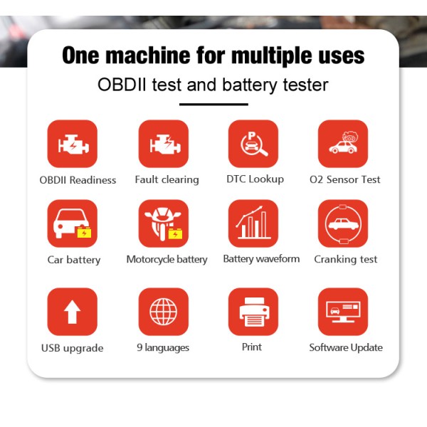Miernik diagnostyczny, skaner OBD2, tester baterii  Konnwei KW681