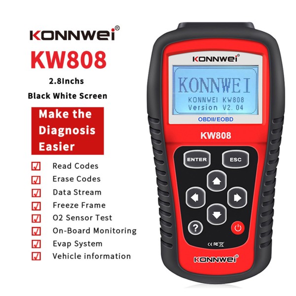 Miernik diagnostyczny, skaner OBD2  Konnwei KW808