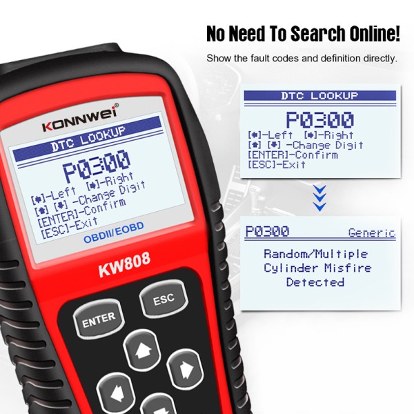 Miernik diagnostyczny, skaner OBD2  Konnwei KW808