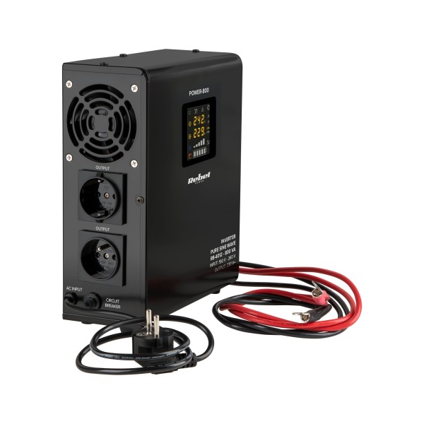 Zasilacz Awaryjny Naścienny Rebel POWER-800 - przetwornica z czystym przebiegiem sinusoidalnym i funkcją ładowania  12V 230V 800VA/500W