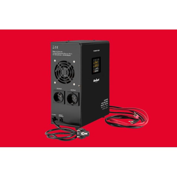 Zasilacz Awaryjny Naścienny Rebel POWER-1000 - przetwornica z czystym przebiegiem sinusoidalnym i funkcją ładowania 12V 230V 1000VA/700W