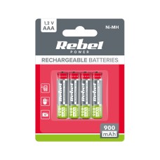 Akumulatorki REBEL AAA, 900 mAh, Ni-MH, 1,2V, 4szt/bl , R3