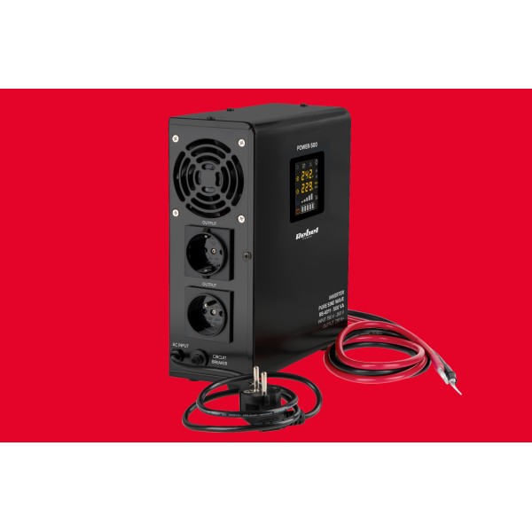 Zasilacz Awaryjny Naścienny Rebel POWER-500 - przetwornica z czystym przebiegiem sinusoidalnym i funkcją ładowania  12V 230V 500VA/300W