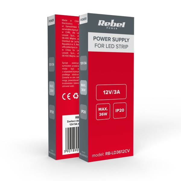 Zasilacz Rebel do sznurów LED 12V/3A max.36W IP20