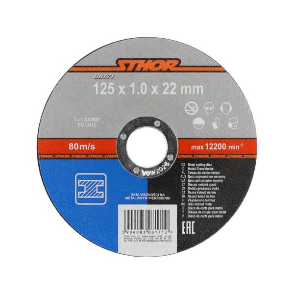TARCZA DO CIĘCIA METALU 125 X 1 X 22 MM 08171