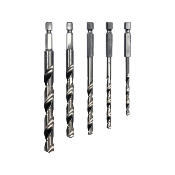 ZESTAW WIERTEŁ DO METALU HSS, 5 SZT., 4-10 MM, UCHWYT HEX 1/4'' 21650