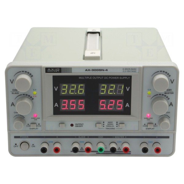 Zasilacz laboratoryjny: standardowy AXIOMET AX-3005N-4