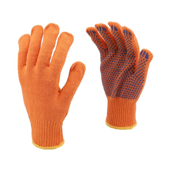 RĘKAWICE BAWEŁNIANE, NAKRAPIANE, POMARAŃCZOWE, 