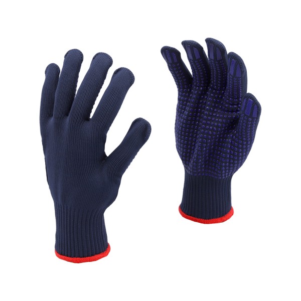 RĘKAWICE BAWEŁNIANO - POLIESTROWE, NAKRAPIANE, GRANATOWE, ''PSD'' 74104