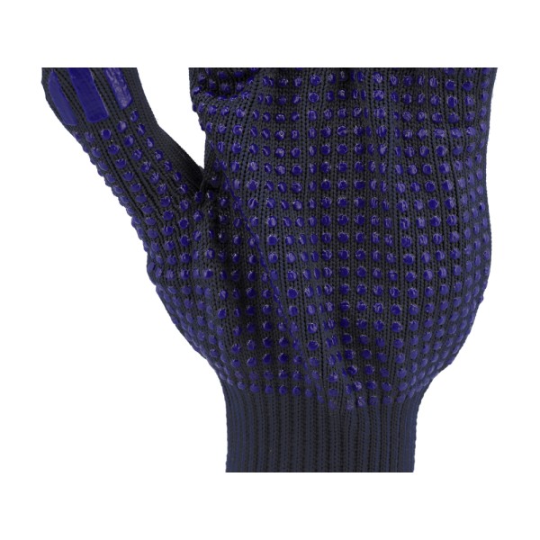 RĘKAWICE BAWEŁNIANO - POLIESTROWE, NAKRAPIANE, GRANATOWE, ''PSD'' 74104