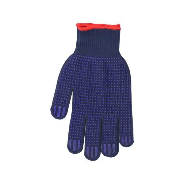 RĘKAWICE BAWEŁNIANO - POLIESTROWE, NAKRAPIANE, GRANATOWE, ''PSD'' 74104