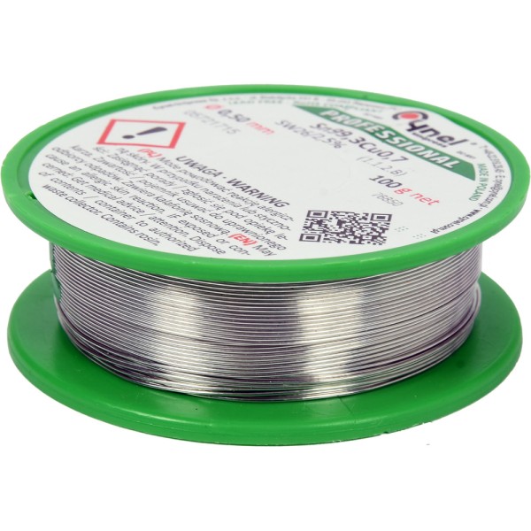 SPOIWO, DRUT LUTOWNICZY BEZOŁOWIOWY Z TOPNIKIEM NA SZPULI 0,5MM, 100G, SN99,3CU0,7 76850
