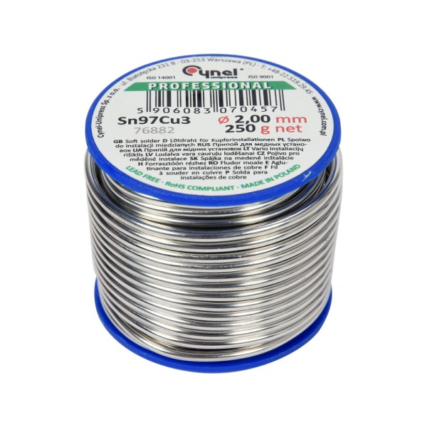 SPOIWO, DRUT LUTOWNICZY DO INSTALACJI MIEDZIANYCH NA SZPULI 2,0MM, 250G, SN97CU3 76882