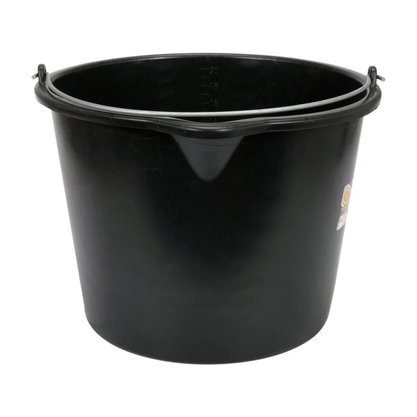 WIADRO BUDOWLANE, CZARNE Z WYPŁYWKĄ 20L 06382