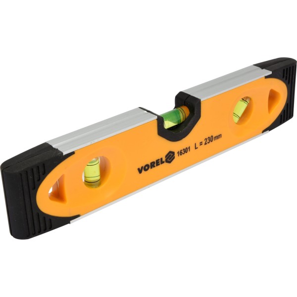 POZIOMNICA TORPEDO 230 MM, KORPUS Z TWORZYWA, TRZY LIBELLE, PODSTAWA MAGNETYCZNA 16301