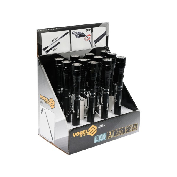 LAMPKA CHWYTAK TELESKOPOWY Z MAGNESEM I 3 DIODAMI 78405