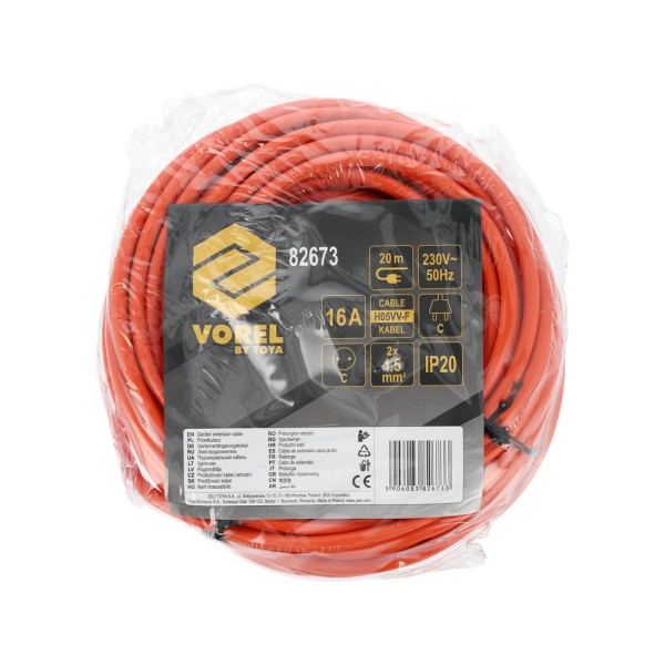 PRZEDŁUŻACZ 20M POMARAŃCZOWY 2X1,5MM² 82673