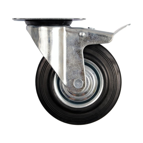 KÓŁKO SKRĘTNE Z CZARNĄ GUMĄ I HAMULCEM 125MM 87323