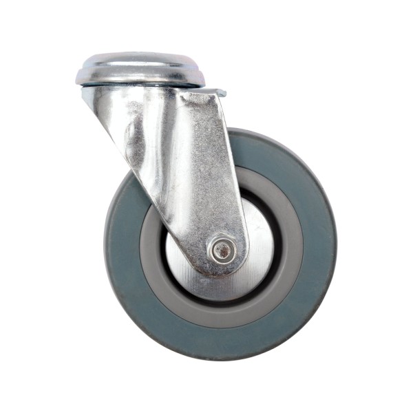 KÓŁKO SKRĘTNE 100MM Z SZARĄ GUMĄ I OTWOREM MOCUJĄCYM 87373